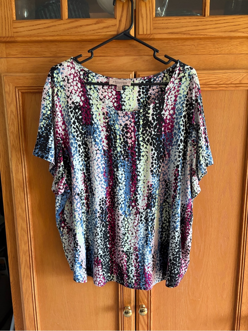 Philosophy woman Multi-Color Patterned Women’s Short Sleeve Top size 3X